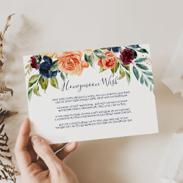 Cartão De Informações Desejo de Lua de Mel Floral Elegante Multicolor