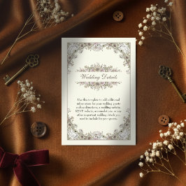 Cartão De Informações Desenho de flores marfim casamento romântico