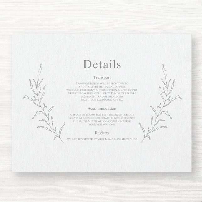 Cartão De Informações Desenho De Folhagem Botânica Desenho Moderno Elega (Criador carregado)