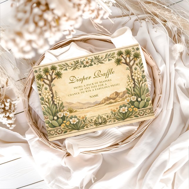 Cartão De Informações Desert Botanical Baby Shower Diapper Raffle  (Criador carregado)