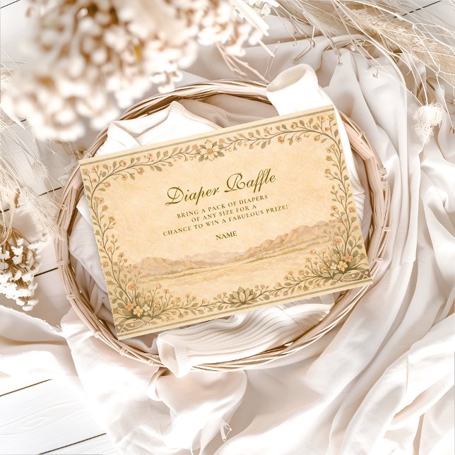 Cartão De Informações Desert Botanical Neutral Florals Diapper Raffle  (Criador carregado)
