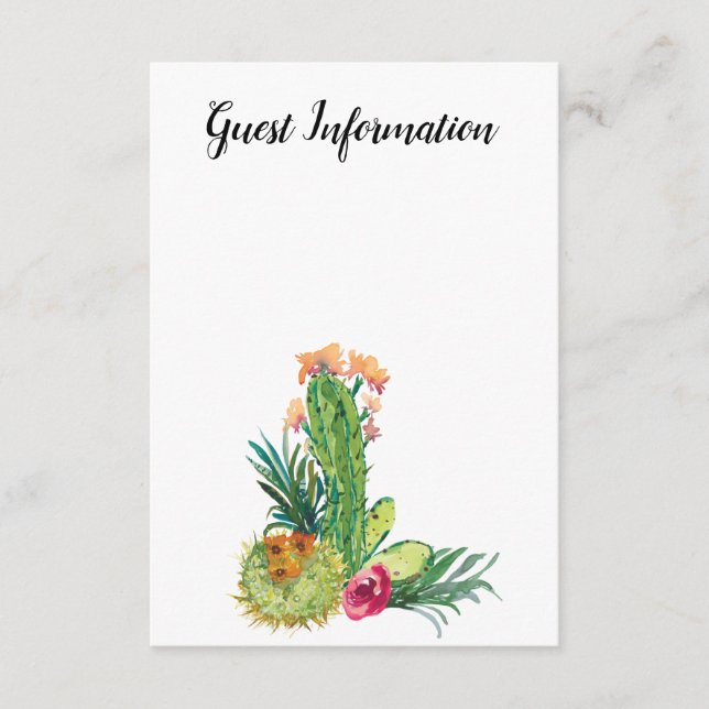 Cartão De Informações Desert Cactus, Adicione Sua Própria Foto, Informaç (Frente)