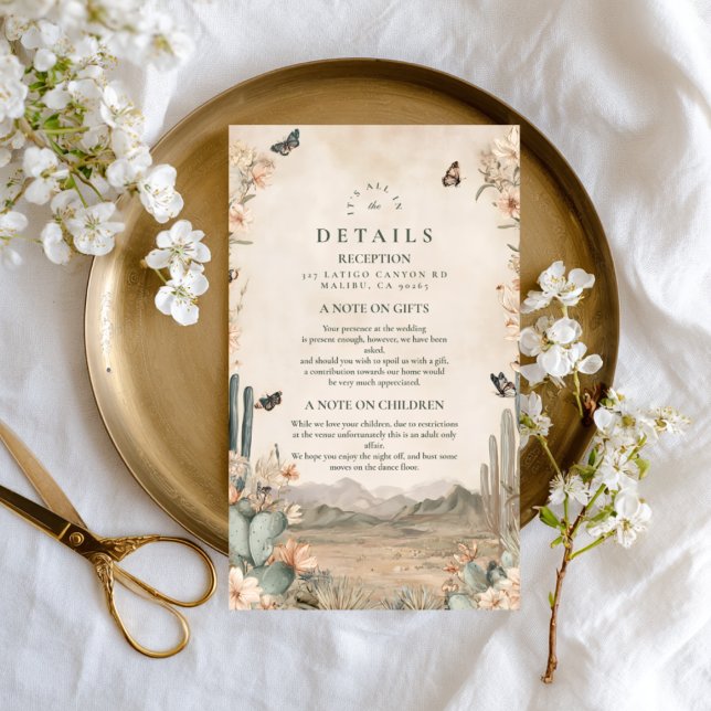 Cartão De Informações Desert Cactus Boho Wedding (Criador carregado)