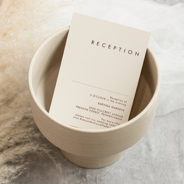 Cartão De Informações Deserto Simples | Recepção de casamento branca nat (Criador carregado)