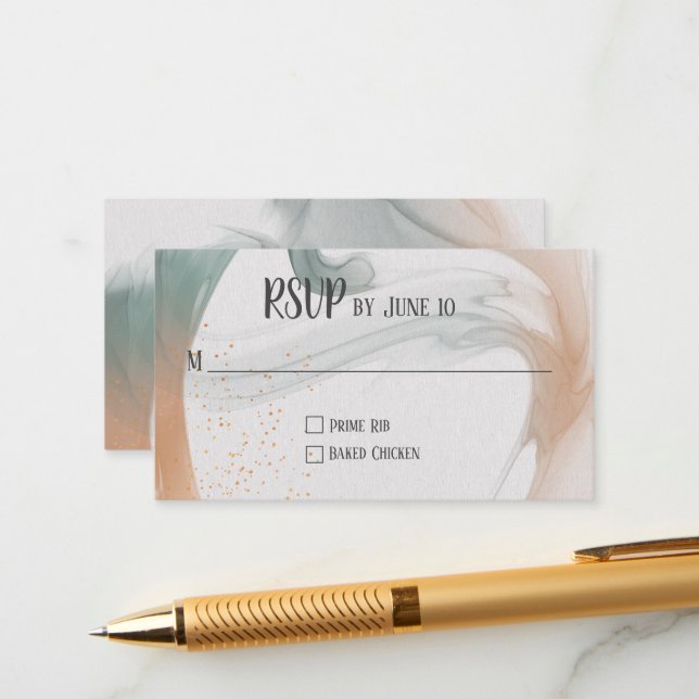 Cartão De Informações Design Abstrato Neutro RSVP (Frente/Verso In Situ)