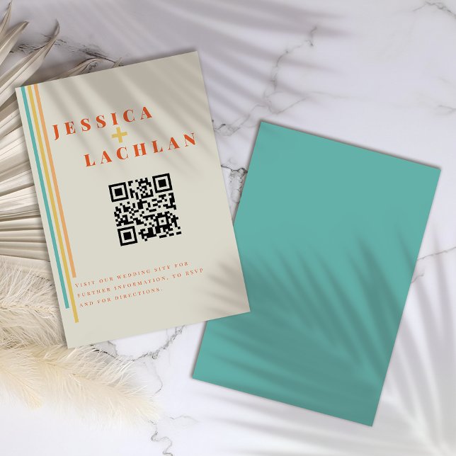 Cartão De Informações Design Chic Retroativo com Casamento de Stripes Co (Criador carregado)