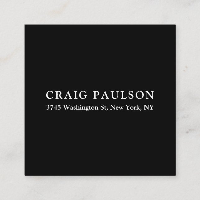 Cartão De Informações Design Clássica Elegante Mínima Plana Negra (Frente)