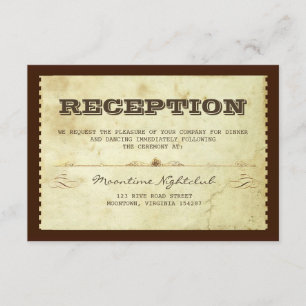 Cartão De Informações design da recepção de casamento do bilhete do