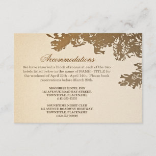 Cartão De Informações design de acomodação de casamento vintage de árvor