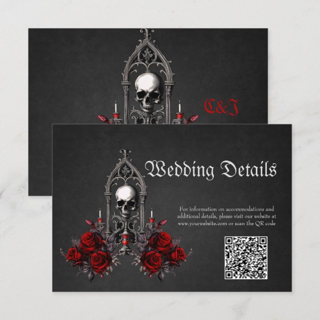 Cartão De Informações Design de casamento gótico e maravilhoso. (Frente/Verso)