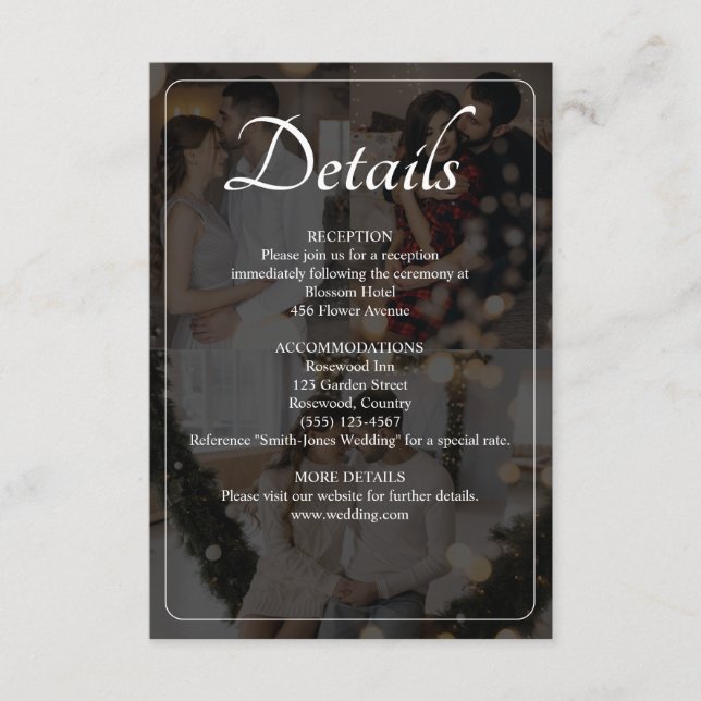 Cartão De Informações Design Seu Próprio Casamento de Colagem Fotográfic (Frente)
