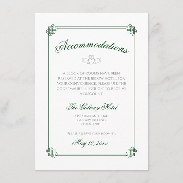 Cartão De Informações Destino de Aquarela: Alojamentos na Irlanda (Frente)