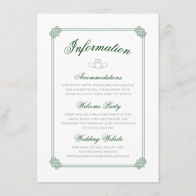 Cartão De Informações Destino de Aquarela: Informações sobre a Irlanda (Frente)