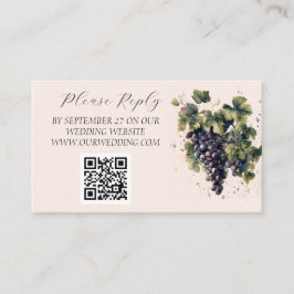 Cartão De Informações Destino de Vinhedo Rústico Uvas Casamento