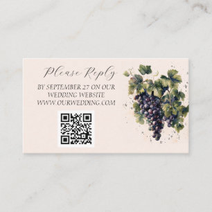 Cartão De Informações Destino de Vinhedo Rústico Uvas Casamento