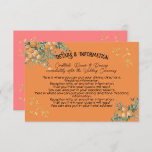 Cartão de Informações Detalhadas das Laranjas Cost