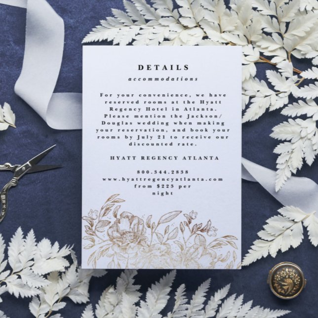 Cartão De Informações Detalhe de Casamento Botânico Desenhado à Mão Bran (Criador carregado)