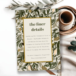 Cartão De Informações Detalhe de Casamento Botânico Verde-Retro Rustic B