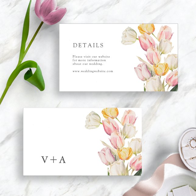 Cartão De Informações Detalhe de Casamento da primavera Moderna (Modern Spring Wedding Detail Enclosure Card Monogram by Painted Paperie
)