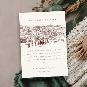 Cartão De Informações Detalhe de Casamento da Rua Rust Winery Mountain