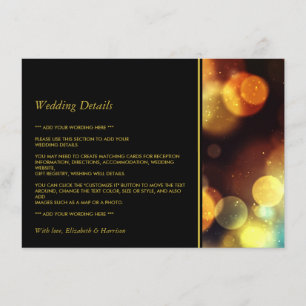 Cartão De Informações Detalhe de Casamento das Luzes do Bokeh Crepúscul