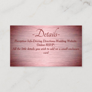 Cartão De Informações Detalhe de Casamento de Metal Brutado Dourado com 