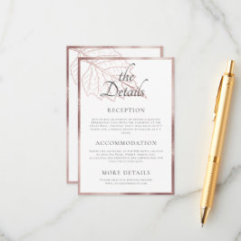 Cartão De Informações Detalhe de casamento em dourado rosa clássico com 