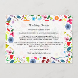 Cartão De Informações Detalhe de Casamento Floral Moderno Boho Chic