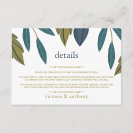Cartão De Informações Detalhe de Casamento Floral Rustic Leaf