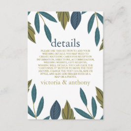 Cartão De Informações Detalhe de Casamento Floral Rustic Leaf