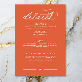 Cartão De Informações Detalhe de Casamento Mínimo do Script Laranja Mode