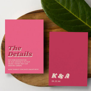 Cartão De Informações Detalhe de casamento retrô dos anos 70 em Magenta 