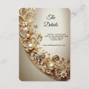 Cartão De Informações Detalhe de Embellimento Dourado Ornate em Fechamen
