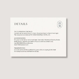 Cartão De Informações Detalhe de Enclosure de Noivado Minimalista Chic c