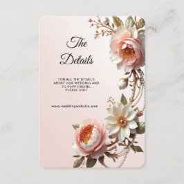 Cartão De Informações Detalhe de Flores Decorativas Rosa e Branca
