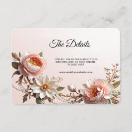 Cartão De Informações Detalhe de Flores Decorativas Rosa e Branca