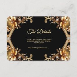 Cartão De Informações Detalhe de Moldura de Ouro Elegante