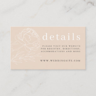 Cartão De Informações Detalhe do Casamento Floral de Beige Neutro Modern