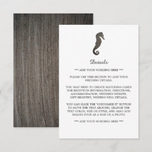 Cartão De Informações Detalhe do Casamento na Praia do Cavalo-Marinho de