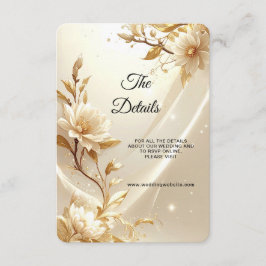 Cartão De Informações Detalhe do Envelope Branco e Dourado com Flores