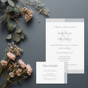 Cartão De Informações Detalhe do Hotel Dusty Blue Cinza Stripes Brancas