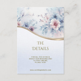 Cartão De Informações Detalhe Floral Cor Azul Rosa