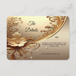 Cartão De Informações Detalhe Floral Dourado Ornamentado
