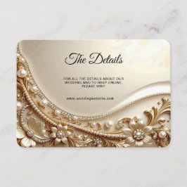 Cartão De Informações Detalhe Floral Ornate Dourado Elegante