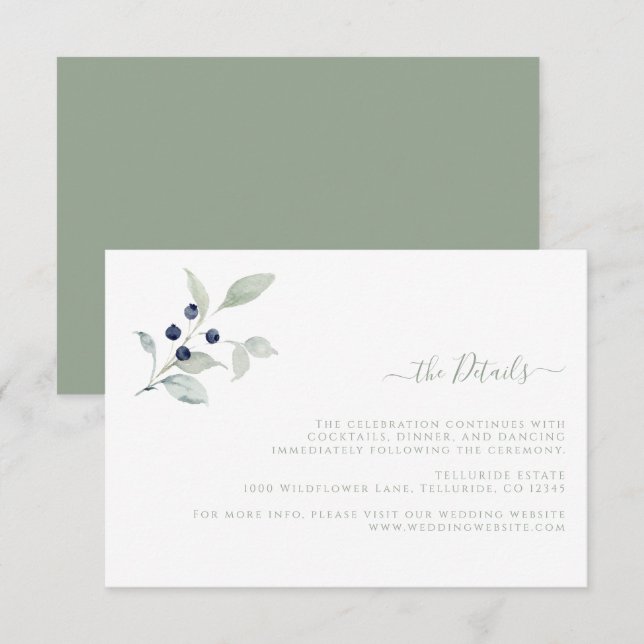 Cartão De Informações Detalhe Simples de Casamento Botânico (Frente/Verso)