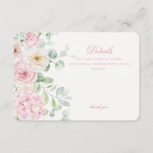 Cartão De Informações Detalhes Botânicos de Hortênsias Florais Rosa