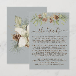 Cartão De Informações Detalhes Cinza de Inverno Site RSVP Casamento