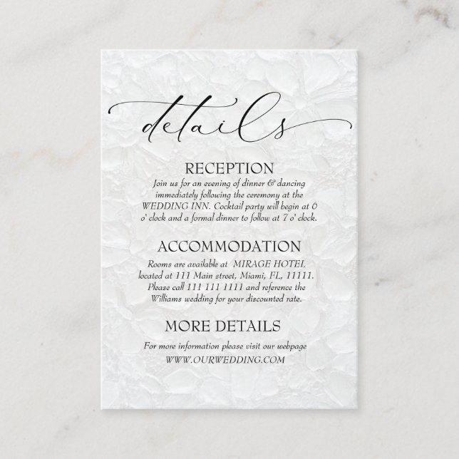 Cartão De Informações Detalhes Clássicos Branco e Preto (Frente)