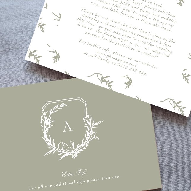 Cartão De Informações detalhes clássicos da crista de safra branca verde (Criador carregado)