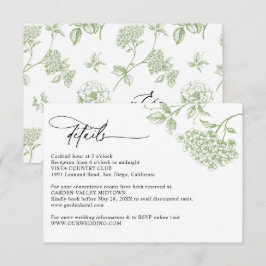 Cartão De Informações Detalhes Clássicos de Casamento Floral Verde Vitor